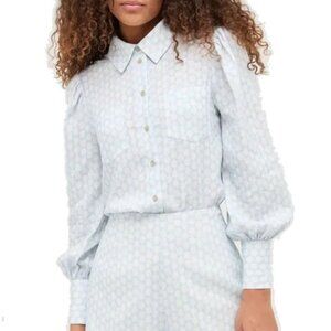 Hill House Dorothea Top XL Powder Blue Baroque Shell Linen